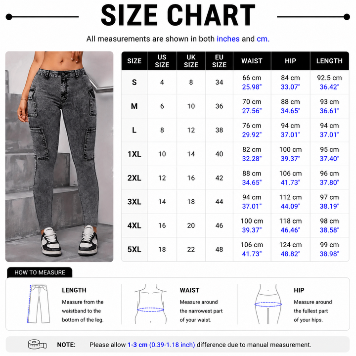 Denim Look Knit Cargo Pants