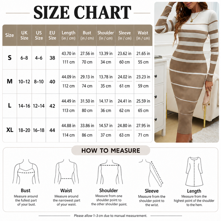Striped Ribbed Knit Midi Dress