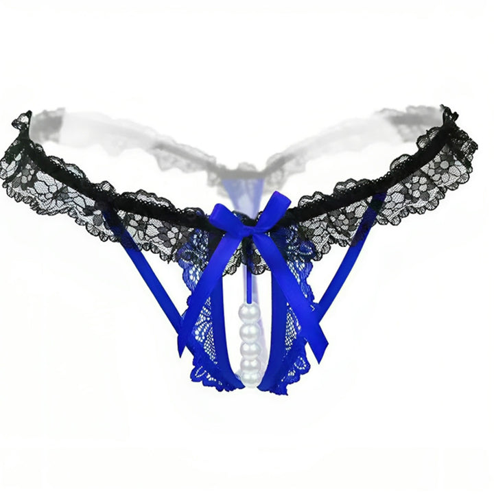 Lace Bow Pearl Detail Thong