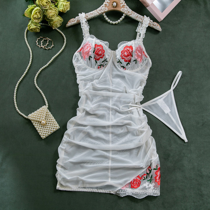 Temptation mesh embroidered nightdress